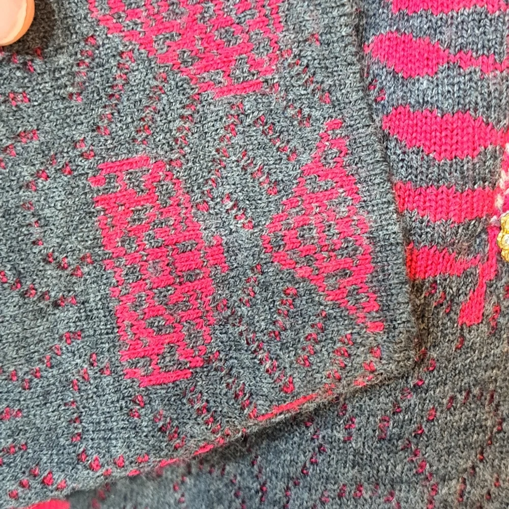 Red Maple Women's Sweater Dress Midi Length Jewel Button XXL Gray Leaves 3D - Picture 5 of 11